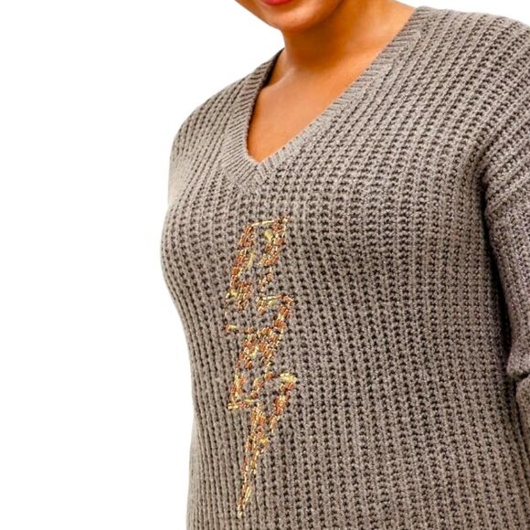 TORRID NEW Plus Size Gray Chunky Knit Pullover Sweater. - Picture 8 of 16